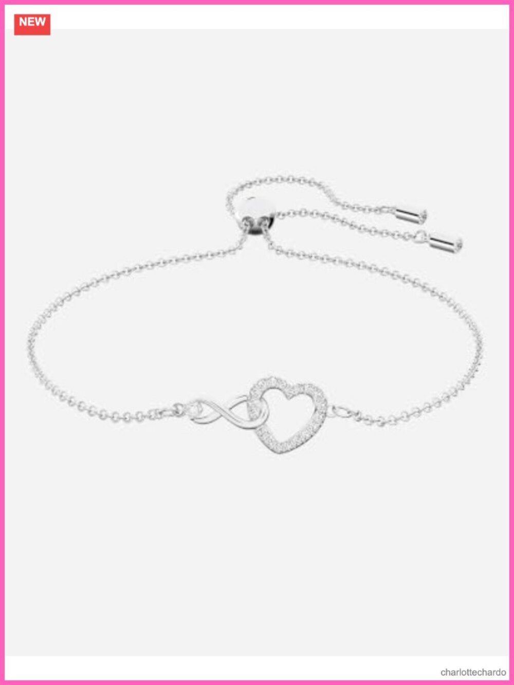Swarovski Crystal Infinity Heart Bracelet Rhodium Plated Chain Women's Jewelry